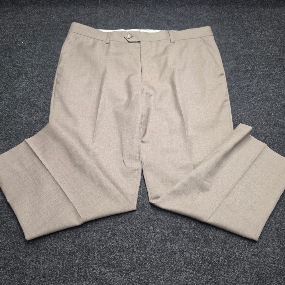 Mantoni Mens 38 Tan Super Fine Virgin Wool Flat Front Dress Pants M46306